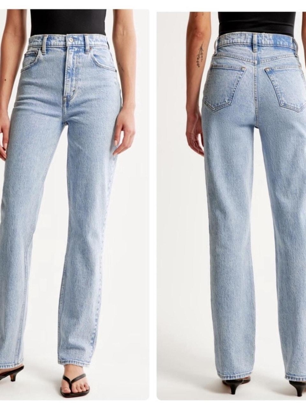 Abercrombie & Fitch Light Blue High-Rise Straight Leg Jeans